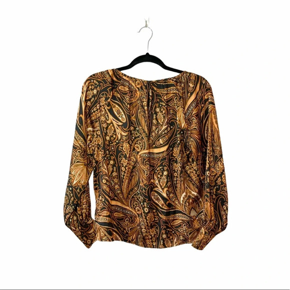 H&M X Richard Allen Orange & Black Paisley Print Blouse 2 Women’s - Picture 6 of 12